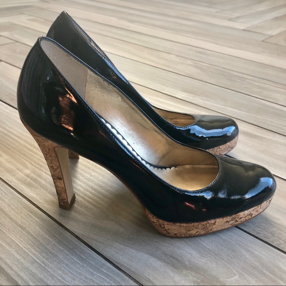 Black Patent Cork Heel Bruges Jessica Simpson Barb